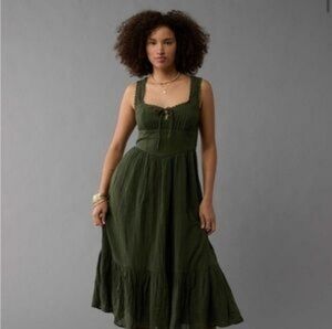 DISO Green American Eagle Corset Midi Dress In Medium